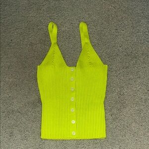 aerie Neon Yellow Ribbed Button-Front Camisole